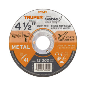 DISCO DE CORTE METAL 4 1/2 X 7/8 TRUPER 12545